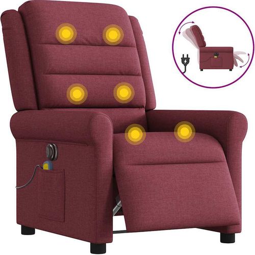 Massagesessel Elektrisch Weinrot Stoff