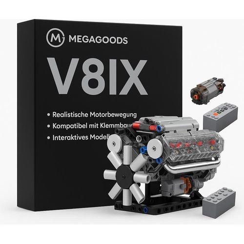 Motorisierter V8 Motor Bausatz Modellbausteine DIY Puzzle Geschenk DE.