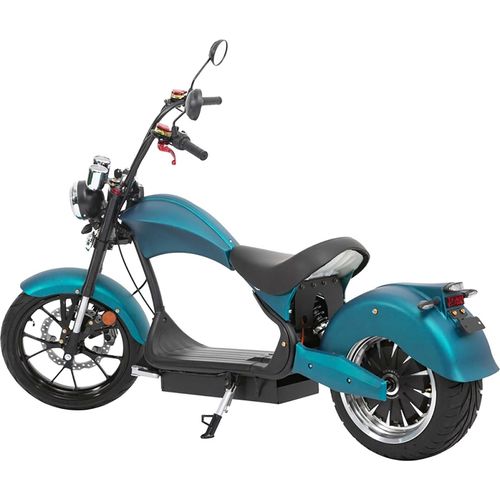 Rocknbikes RE10 MH3 Elektro-Chopper Matt Saphire Green 45km/h Alufelgen 3kW Akku 60V30Ah