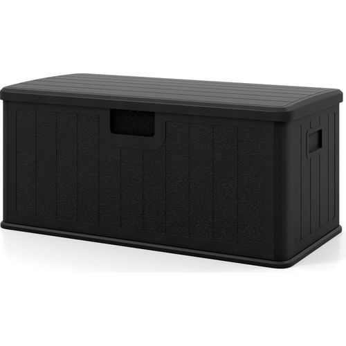 COSTWAY Gartenbox 378L, Auflagenbox wasserdicht mit abschließbarem Deckel, Aufbewahrungsbox für Kissen & Gartengeräte, Kissenbox Outdoor Schwarz