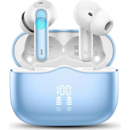 Bluetooth 5.3 Kopfhörer, In Ear Kopfhörer mit 4 ENC Mic, Kabellose Tiefer Bass 40Std Wireless Earbuds Noise Cancelling, IP7 Wasserdicht, LED-Anzeige