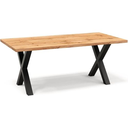 Gastro Esstisch 140x80 cm | Eiche Rom Natur | X-Gestell Stahl