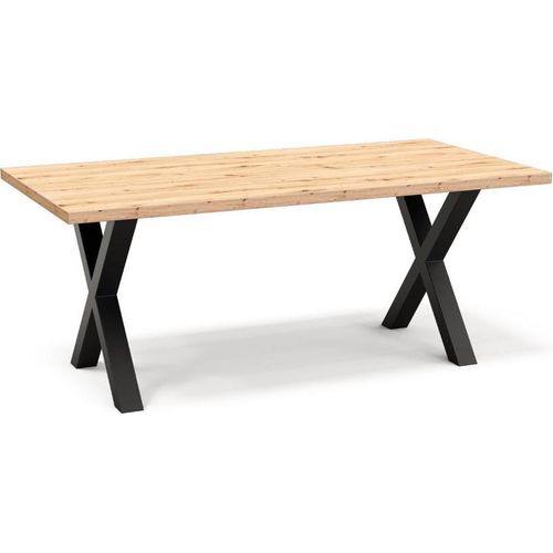 Gastro Esstisch 140x80 cm | Eiche Artisan | X-Gestell Stahl