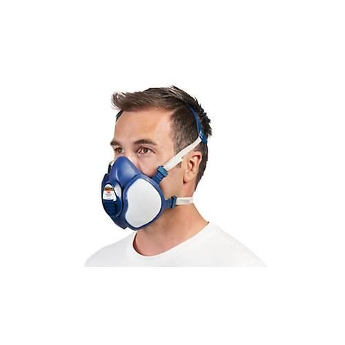 Atemschutzmaske 3M 4251+, Typ A1P2, gegen organische Dämpfe, mit integrierten Filtern und Ventilen, wiederverwendbar, blau-weiß, 1 Stück