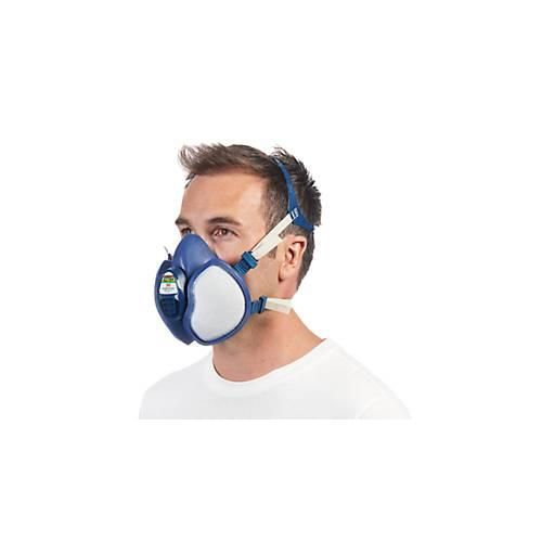 Atemschutzmaske 3M 4279+, Typ ABEK1P3, gegen organische/anorganische Dämpfe, mit integrierten Filtern und Ventilen, wiederverwendbar, blau-weiß, 1 Stück