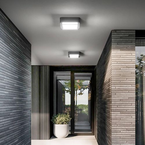 LED-Außendeckenleuchte Diuk, dunkelgrau, Metall, IP65