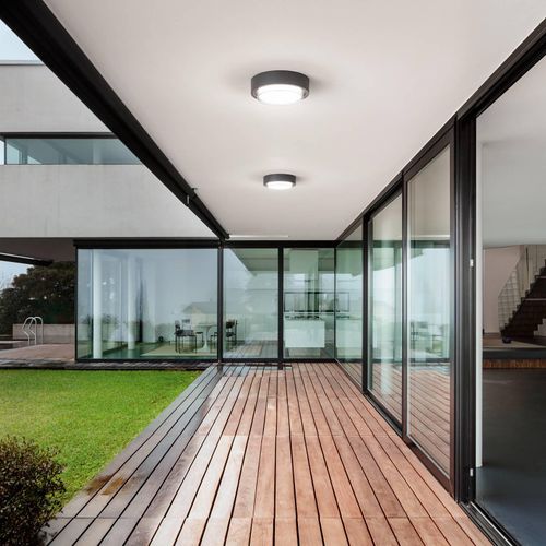 LED-Außendeckenleuchte Owen, dunkelgrau, Metall, 23 cm, IP65