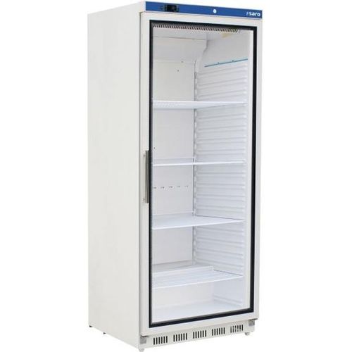 SARO Lagerkühlschrank mit Glastür - weiß, Modell HK 600 GD V2 Lagerkühlschrank, Gewerbekühlschrank, Glastür, Dixell Thermostat, Umluft, Restaurant, Imbiss, Kiosk, Lagern, Kühlen