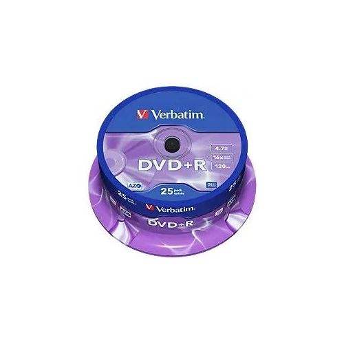 Verbatim DVD+R 16x 4,7 GB Matt Silber Spindel 25 Stück