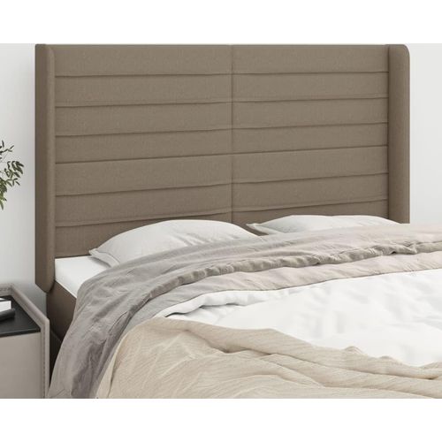 vidaXL Kopfteil mit Ohren Taupe 147x16x118/128 cm Stoff