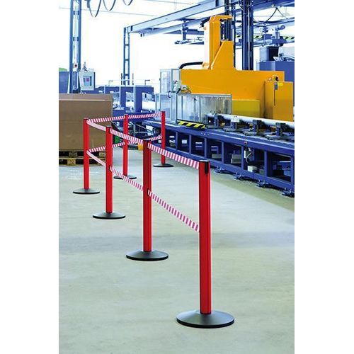 Gurtpfosten einfach D70xH1000mm Pfosten rot Gurt rot/weiß VIA GUIDE 14-ACV-311