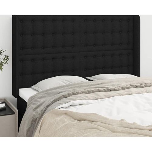 vidaXL Kopfteil mit Ohren Schwarz 147x16x118/128 cm Stoff