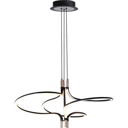 LED Pendelleuchte, Metall, Gold-Schwarz, CRI über 80, H 120 cm