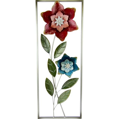 Wanddekoobjekt I.GE.A. "Blumen", rosa, B:28cm H:73cm T:4cm, Metall, Wanddekoobjekte