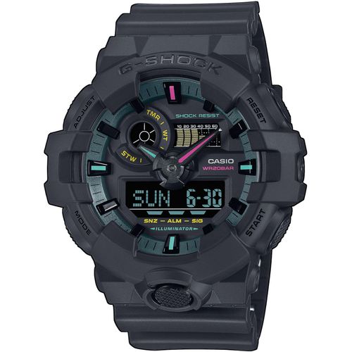 Chronograph CASIO G-SHOCK, schwarz (schwarz, bunt), Armbanduhren, Herren, Quarzuhr,Armbanduhr,Herrenuhr, digital,Resinband,bis 20bar wasserdicht