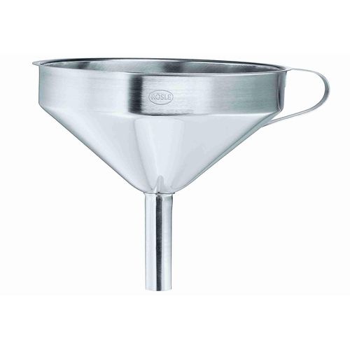 Trichter RÖSLE, silber (edelstahlfarben), H:11cm Ø:12cm, Edelstahl 18/10, Trichter, Siebeinsatz entnehmbar, Edelstahl 18/10, spülmaschinengeeignet