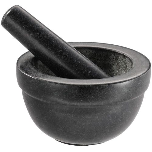 Mörser RÖSLE, beige (natur), B:14cm H:8cm L:14cm Ø:14cm, Granit, Mörser, Granitmörser für Kräuter, Gewürze oder Pesto, Anti-Rutsch-Boden