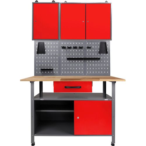 Werkstatt-Set ONDIS24, rot (anthrazit, rot), B:120cm H:205cm T:60cm, Metall, Werkbänke, 120 cm