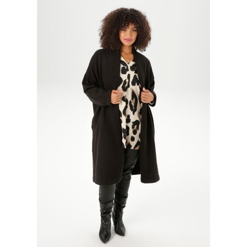 Strickjacke ANISTON PLUS, Damen, Gr. 46, schwarz, Feinstrick, Obermaterial: 74% Polyacryl, 23% Polyester, 3% Elasthan, unifarben, figurumspielend kniefrei, Rippbündchen, Strickjacken Strickjacke, in kuscheliger Qualität - NEUE KOLLEKTION, Topseller