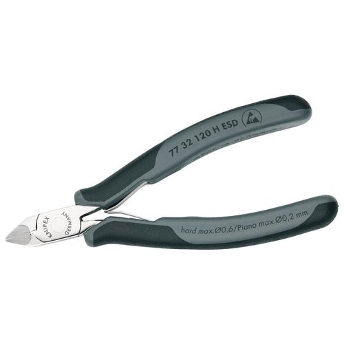 KNIPEX 77 32 120 H ESD Elektronik-Seitenschneider mit eingesetzter Hartmetallschneide ESD mit Mehrkomponenten-Hüllen 120 mm