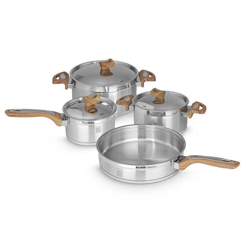 Serenk Definition Topfset mit passenden Deckeln, Kochtopfset aus Edelstahl, Geschirrset 7-teilig, alle Herdarten auch Induktion, Türkiye Made