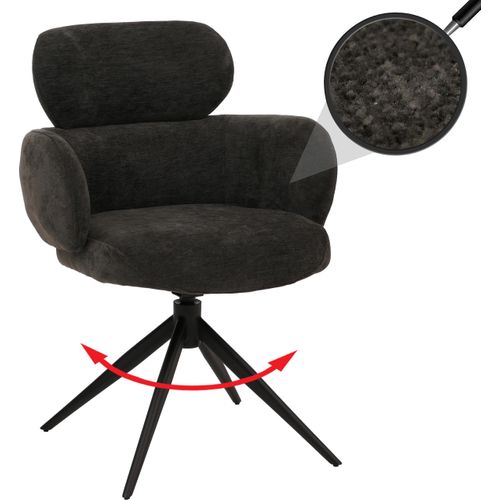Esszimmerstuhl HWC-O77, Küchenstuhl Polsterstuhl, drehbar Auto-Return, Stoff (310g/m²) Chenille anthrazit