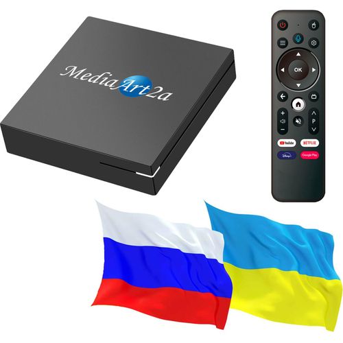 Ukrainische Russische Internet IPTV Box Mediaart-2a 4K Ultra HD Android 14 e öffentliche Kanale WLAN LAN USB MediaPlayer 4/32 GB