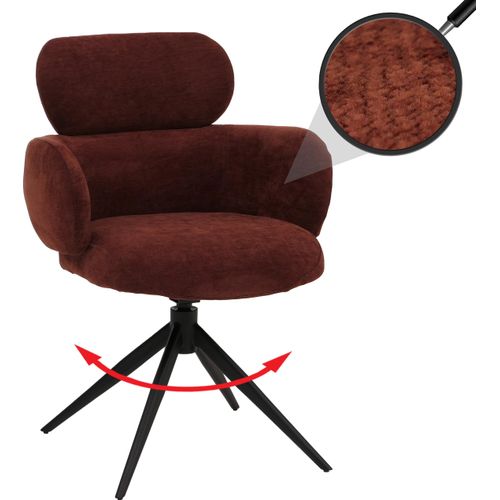 Esszimmerstuhl HWC-O77, Küchenstuhl Polsterstuhl, drehbar Auto-Return, Stoff (310g/m²) Chenille rotbraun