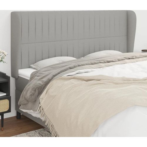 vidaXL Kopfteil mit Ohren Hellgrau 183x23x118/128 cm Stoff
