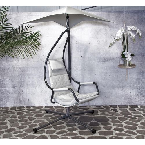 Hängesessel mit Gestell Nico - 120x104x210cm - Weiß & Schwarz