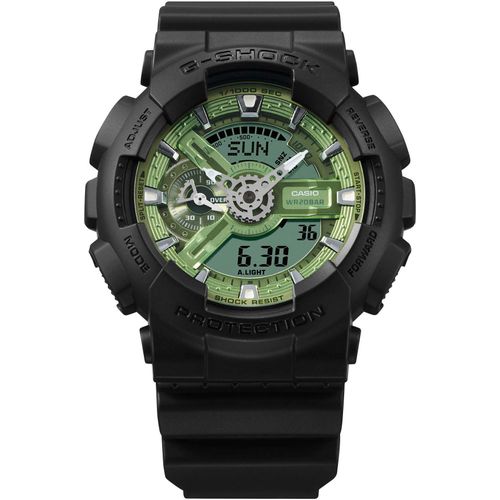 Chronograph CASIO G-SHOCK, schwarz (schwarz, hellgrün), Armbanduhren, Herren, Quarzuhr, Armbanduhr,Herrenuhr,digital,bis 20 bar wasserd.Resinarmband