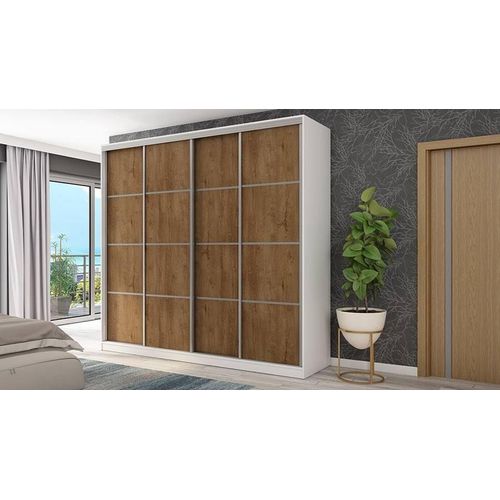 Schwebende Schrank 4D/260 in Weiß/Eiche Lefkas mit Premium Beschlägen