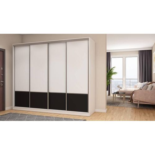 Schiebetürenschrank 4D/268 in Weiß/Schwarz mit Premium-Beschlägen