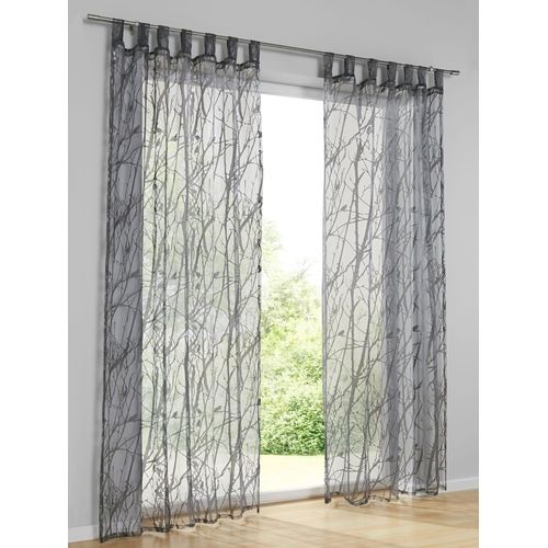 Gardine HEINE HOME Gr. 1, grau, B:140cm H:145cm, Polyester, Viskose, Gardinen