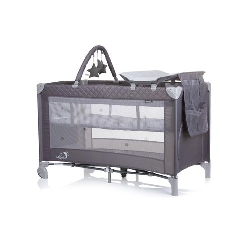 Chipolino Reisebett Luna 2 Ebenen Wickelauflage klappbar Spielbogen Faltmatratze hellgrau