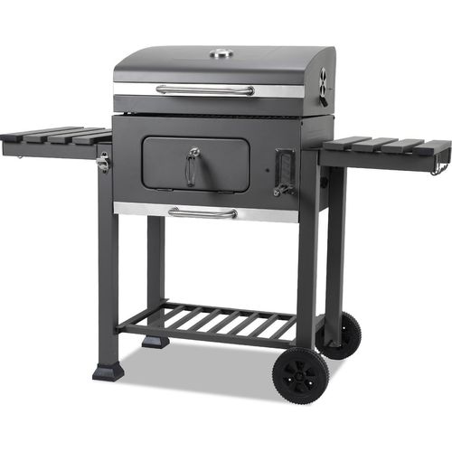 Jayseuw Holzkohlegrill Grillwagen Temperaturanzeige Gartengrill Seitenablage Kompakt Holzkohlegrill Kohlegrill