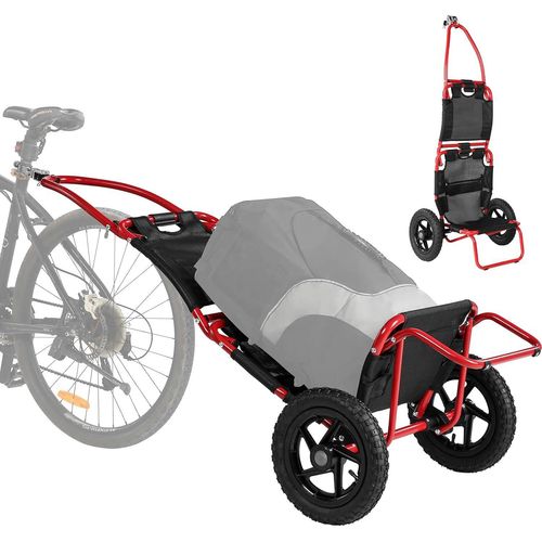 Fahrradanhänger, Handwagen, Fahrradlastanhänger, Alu-Stahlrahmen, leicht faltbar mit 30 cm Luftbereifung, Ladegewicht 20 kg