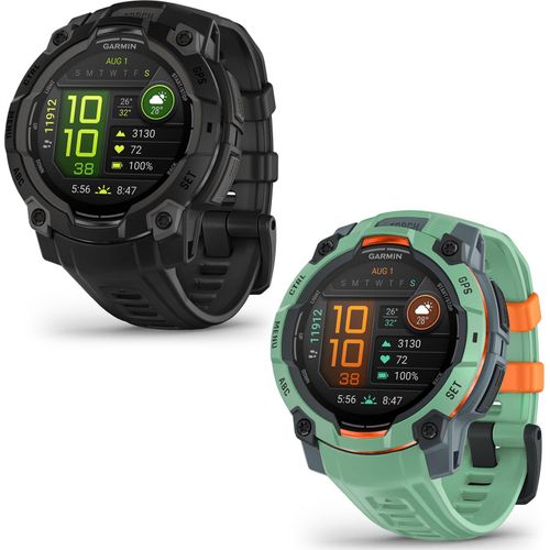 Garmin Instinct 3 - 45 mm, AMOLED mit Silikon-Wechselarmband 22 mm Smartwatch, Farbe:Schwarz