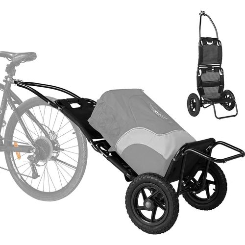 Fahrradanhänger, Handwagen, Fahrradlastanhänger, Alu-Stahlrahmen, leicht faltbar mit 30 cm Luftbereifung, Ladegewicht 20 kg