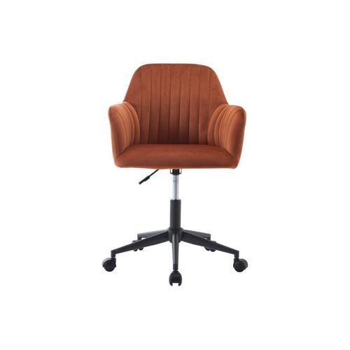 Bürostuhl höhenverstellbar - Samt - Terracotta & Schwarz - ELEANA