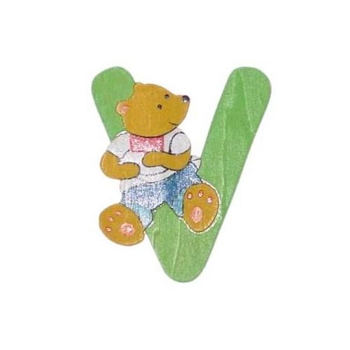 Holzbuchstabe V Bär-Design