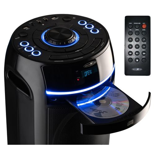 REFLEXION PS10BTCD Mobiler Bluetooth Partylautsprecher, LED Discobeleuchtung, mit eingebauten CD-Player, vielseitige Anschlüsse, Akku für 10 Stunden