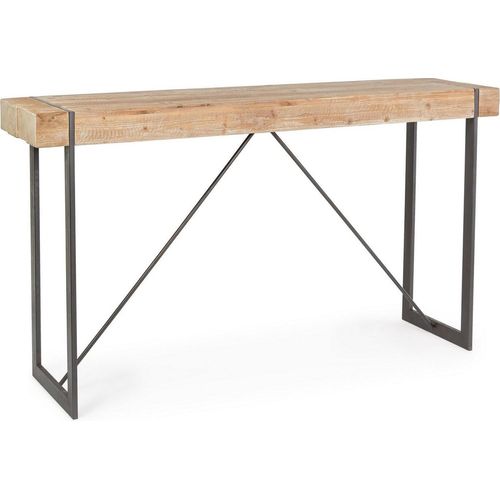 Bar-Tisch Garret 200 x 50 x 110 cm Tannenholz Tischplatte mit Stahlbeine schwarz