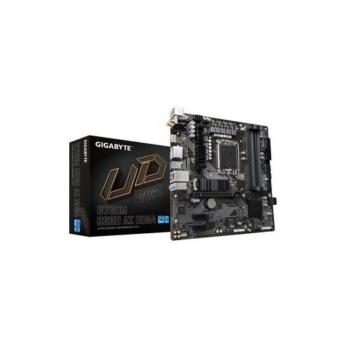 GIGABYTE B760M DS3H AX DDR4 Motherboard - Unterstützt Intel Core 14. Generation CPUs, 6+2+1 Phasen Digital VRM, bis zu 5333MHz DDR4 (OC), 2xPCIe 4.0 M.2, Wi-Fi 6E, 2.5GbE LAN, USB 3.2 Gen2, Intel, LGA 1700, Intel® Celeron®, Intel® Core™ i3, Intel® Core™ i5, Intel® Core™ i7, Intel® Core™ i9,..., LGA 1700, DDR4-SDRAM, 128 GB