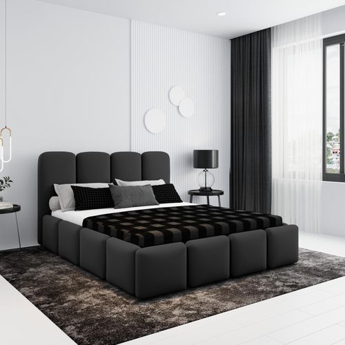 BESILIO Exklusive Polsterbett 200x200 Puffy - Designerbett mit Bettkasten und Lattenrost - Schwarz