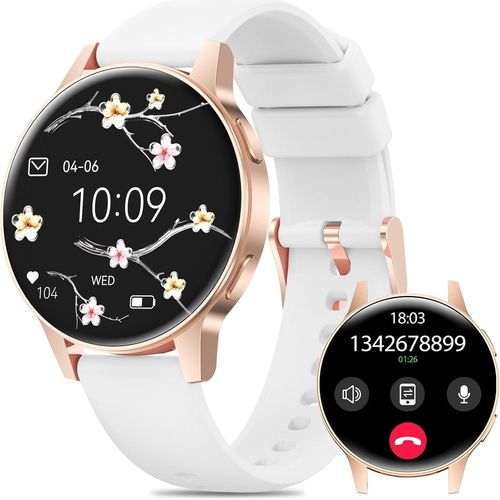 2025 Damen-Smartwatch mit SIRI/ET/HRV Telefonfunktion, Herzfrequenzmesser, Menstruationszyklus, IP68, Schlafmonitor, Kalorien, Fitness-Tracker
