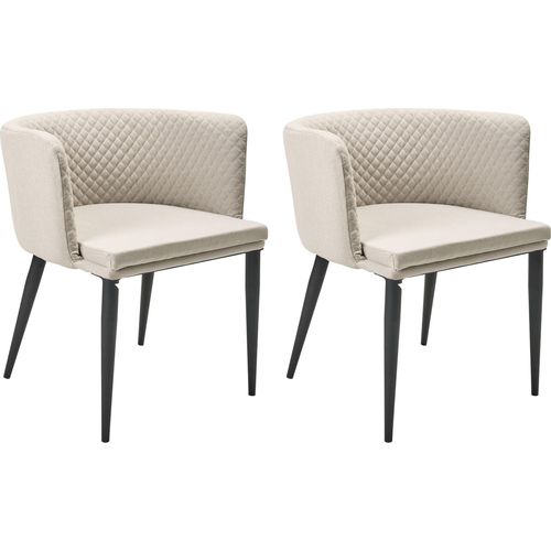 BELIANI Sessel 2er Set Beige Stoff Polsterbezug schnelltrocknend Aluminium Gestell Schwarz mit Armlehnen Indoor Outdoor Wohnzimmer Garten Terrasse Balkon