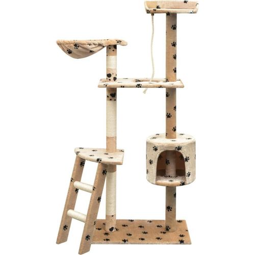 Katzen-Kratzbaum Sisal 150 cm Beige mit Pfoten-Aufdruck