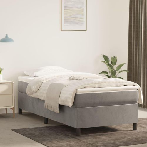 vidaXL Boxspringbett Hellgrau 90x190 cm Samt - Boxspringbett - Boxspringbetten - Bett - Schlafzimmermöbel