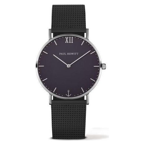 PAUL HEWITT Sailor Line Armbanduhr Silver Metallband schwarz PH-SA-S-St-B-5M